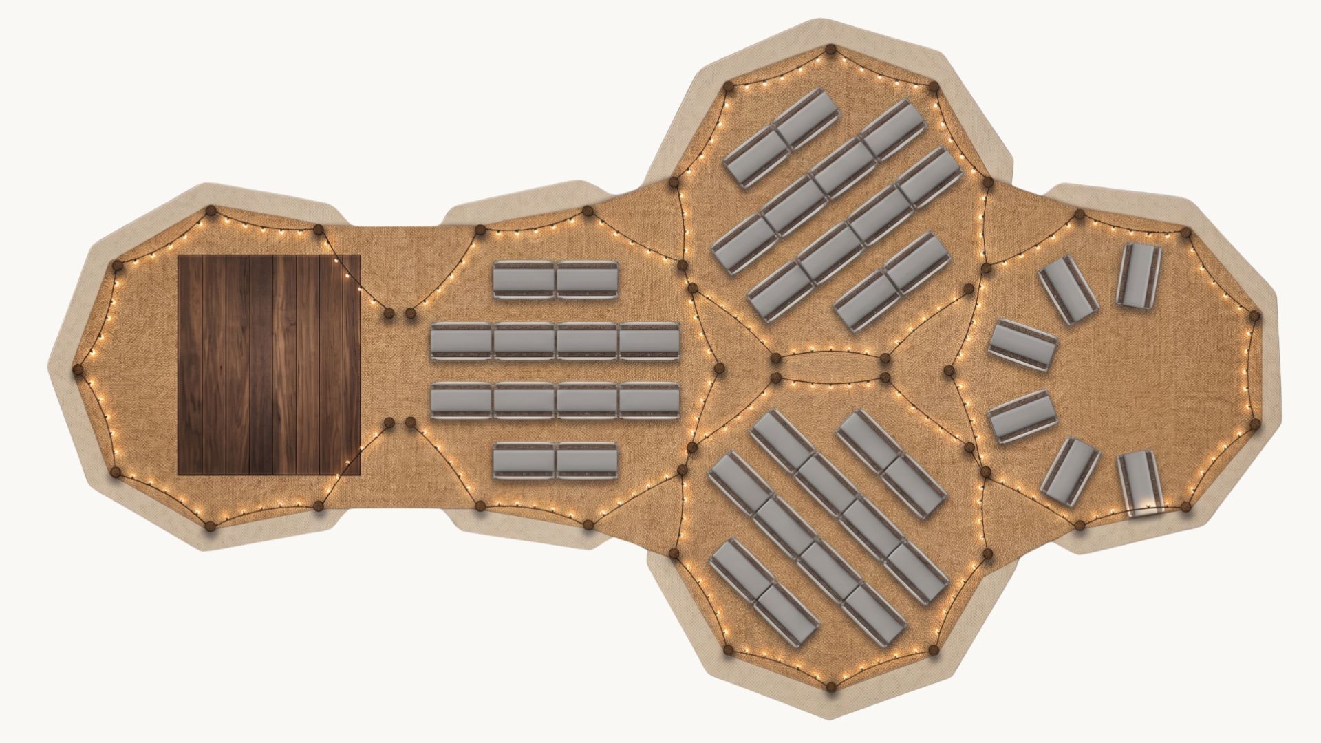 Floor plan for 5 Giant Tipis