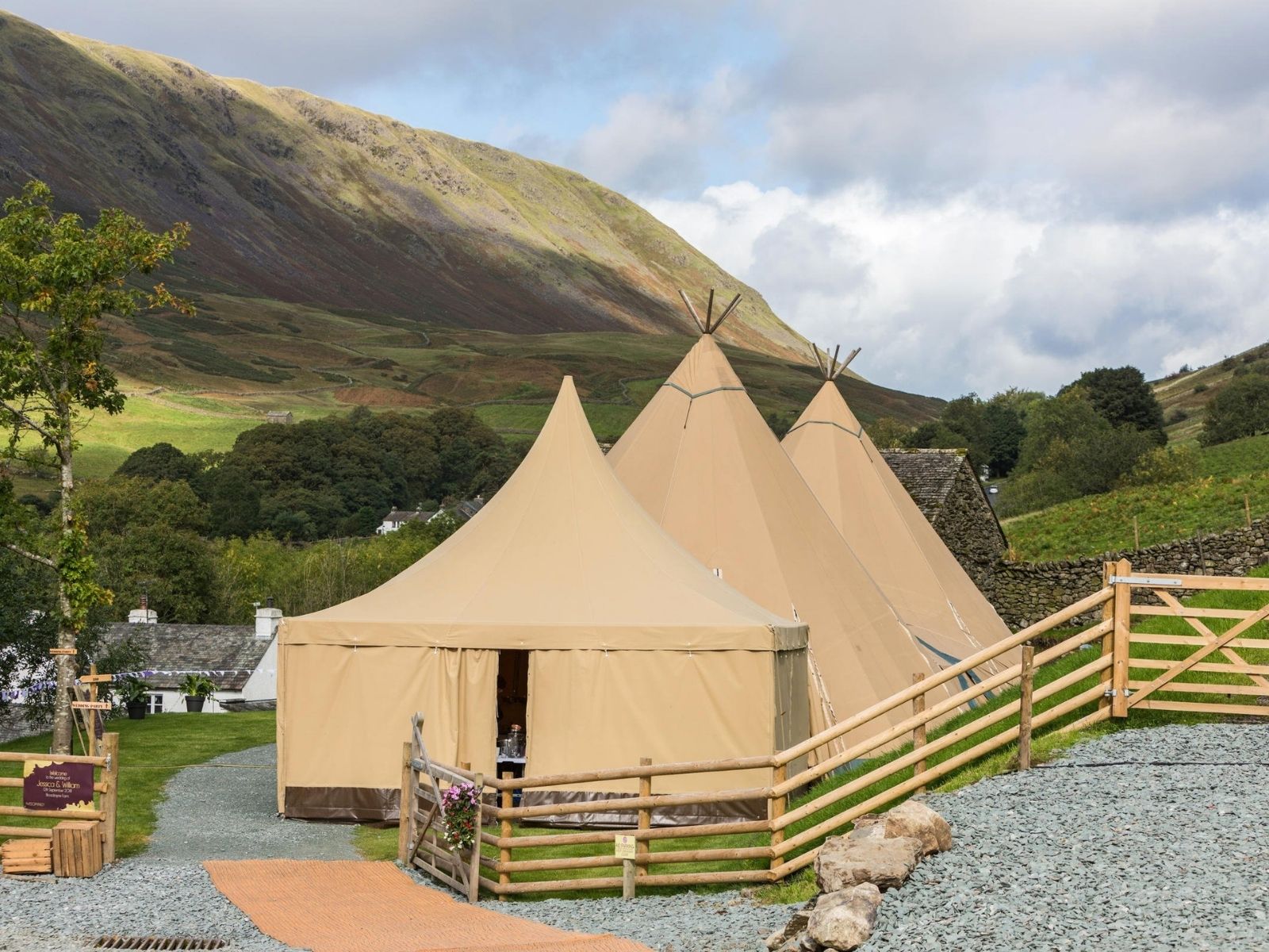 Inside a giant tipi prepared for an event