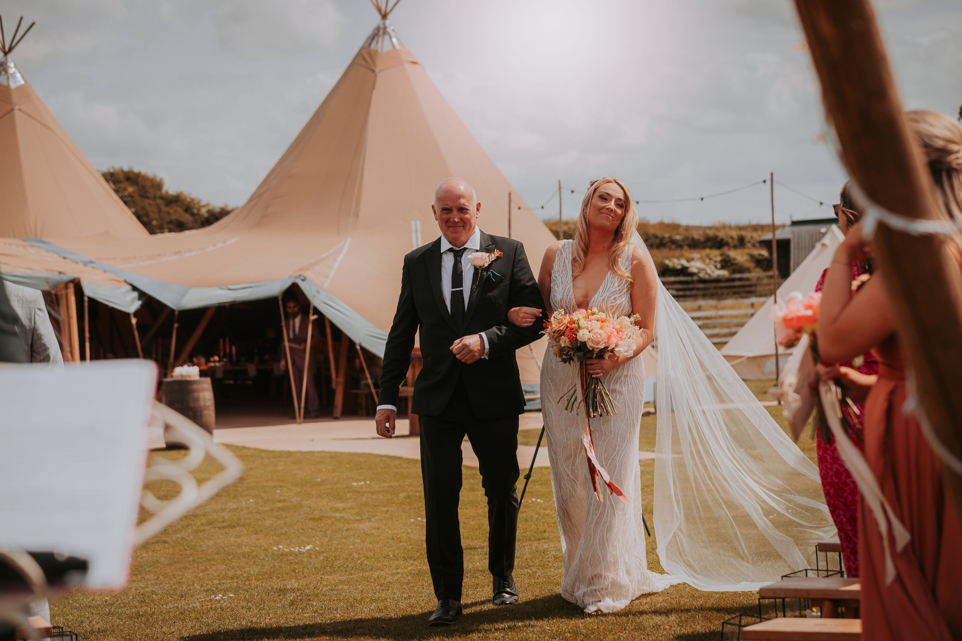 Beautiful tipi wedding aisle